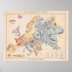 Póster Mapa de Personalizados políticos de Europa de la P