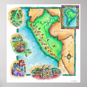 Póster Mapa de Perú