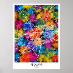 Póster Mapa de Peshawar Pakistán