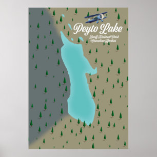 Póster Mapa de Peyto Lake Canadian Rockies