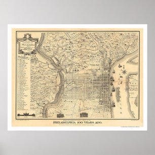 Póster Mapa de Philadelphia como estaba en 1776 por Varte