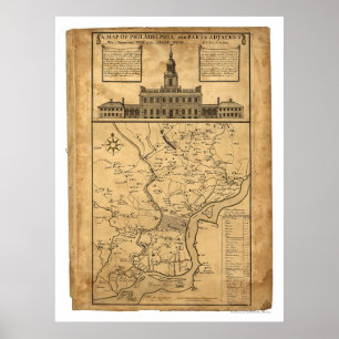 Póster Mapa de Philadelphia y de las partes 1752