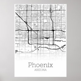 Póster Mapa de Phoenix - Arizona AZ - Poster de Mapa de l