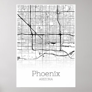 Póster Mapa de Phoenix - Arizona AZ - Poster de Mapa de l
