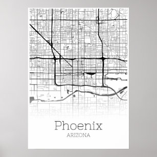 Póster Mapa de Phoenix - Arizona AZ - Poster de Mapa de l