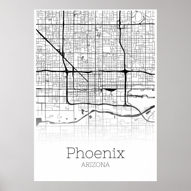 Póster Mapa de Phoenix - Arizona AZ - Poster de Mapa de l (Frente)