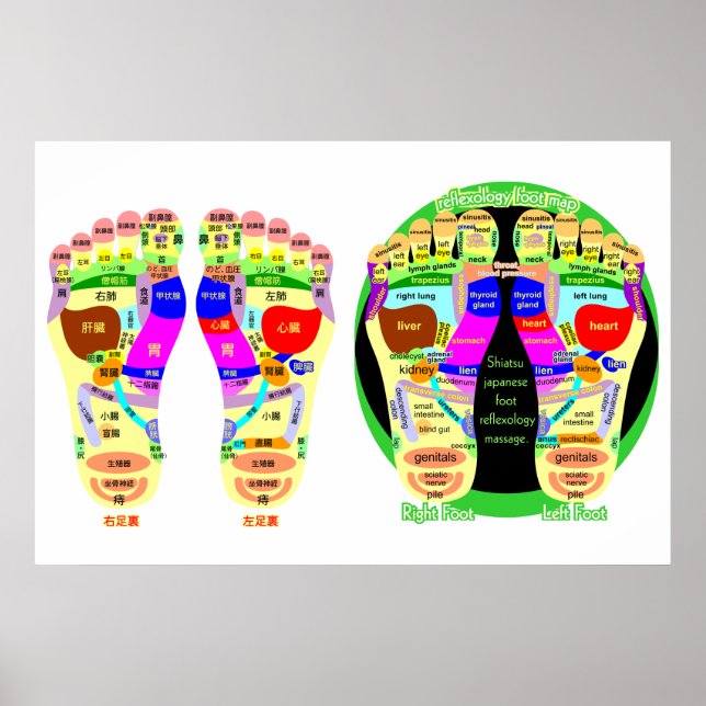 Póster mapa de pie de reflexología (Frente)