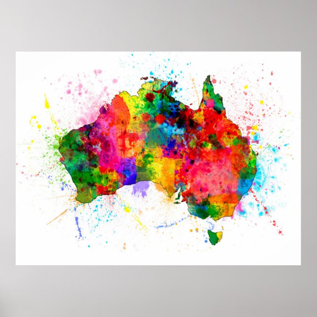 Póster Mapa de pintura de Australia (Frente)