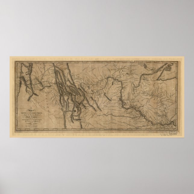 Póster Mapa de pista de Lewis y Clark (Frente)