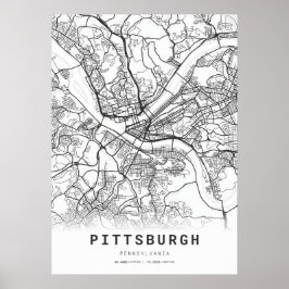 Póster Mapa de Pittsburgh City