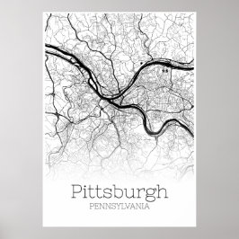 Póster Mapa de Pittsburgh - Pennsylvania - Poster de mapa