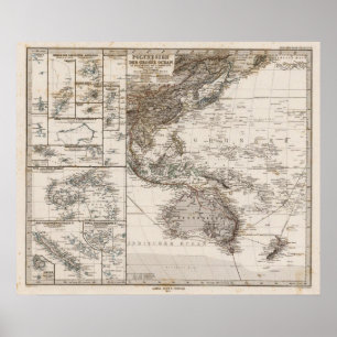 Póster Mapa de Polinesia