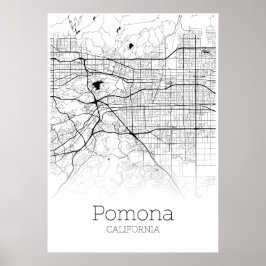 Póster Mapa de Pomona - California - Poster de Mapa de la