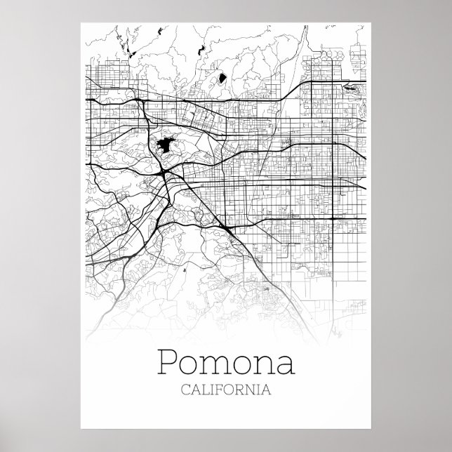 Póster Mapa de Pomona - California - Poster de Mapa de la (Frente)