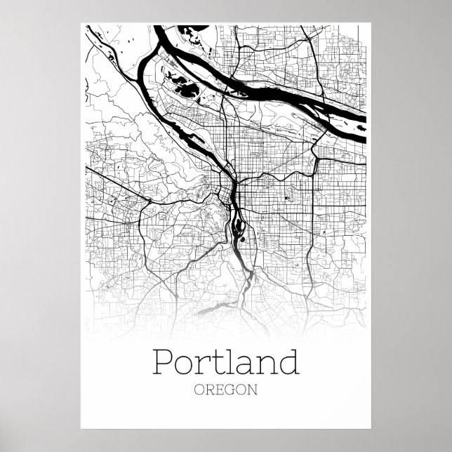 Póster Mapa de Portland - Oregón - Poster de Mapa de la C (Frente)