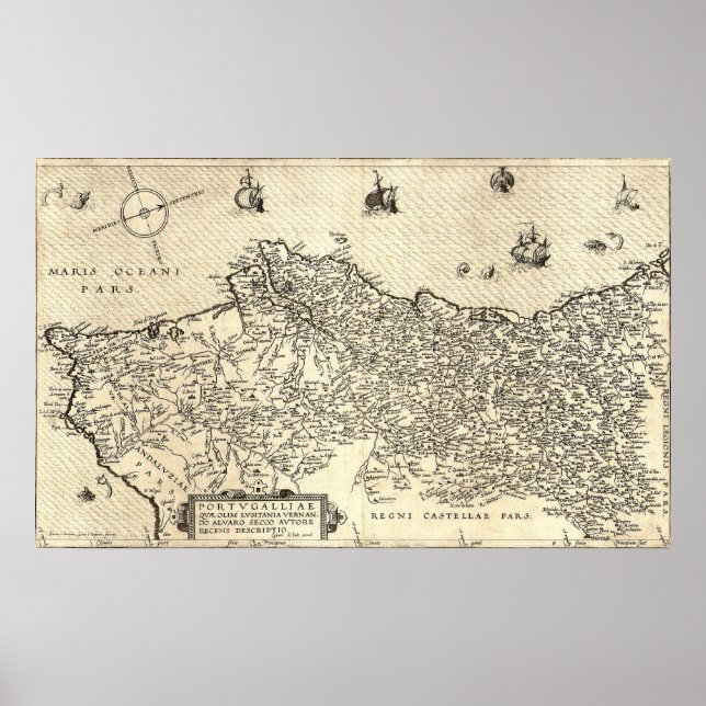 Póster Mapa de Portugal (Frente)