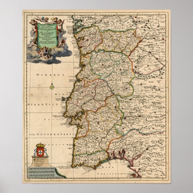 Póster Mapa de Portugal de 1690 (Frente)
