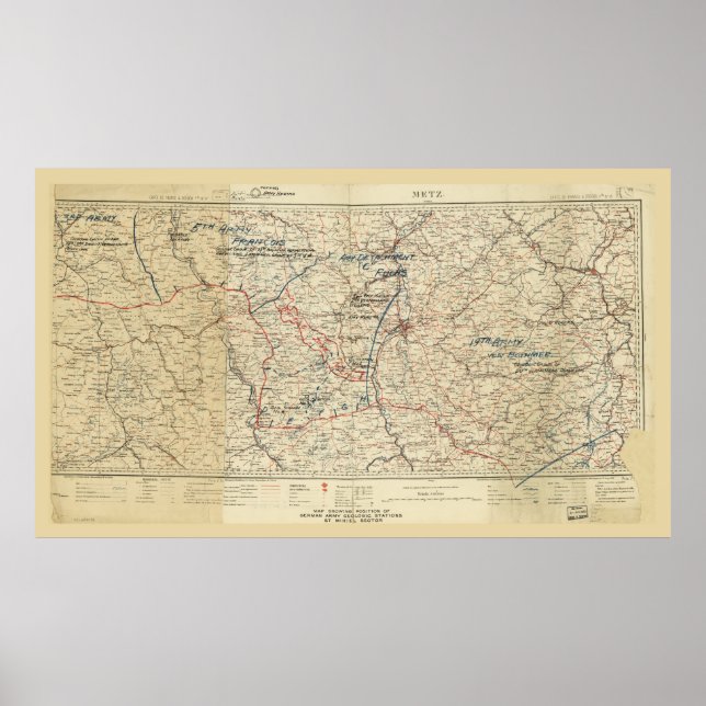 Póster Mapa de posiciones del ejército alemán de la Prime (Frente)