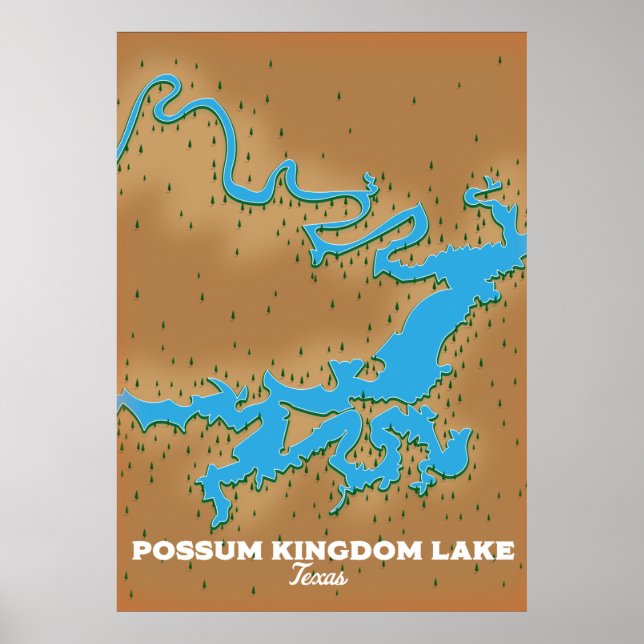 Póster Mapa de Possum Kingdom Texas (Frente)