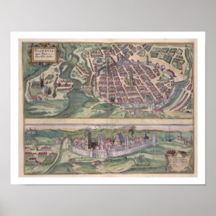 Póster Mapa de Poznan y Gruczno, de 'Civitates Orbis T