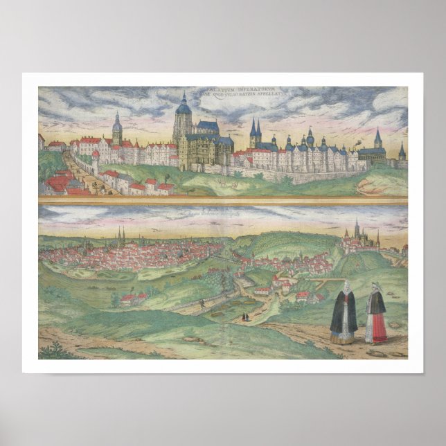 Póster Mapa de Praga, de 'Civitates Orbis Terrarum' por (Frente)