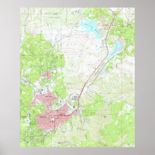 Póster Mapa de Prescott Arizona (1973)
