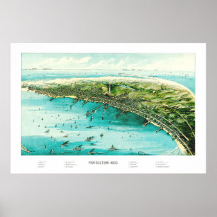 Póster Mapa de Provincetown, Cape Cod de 1910