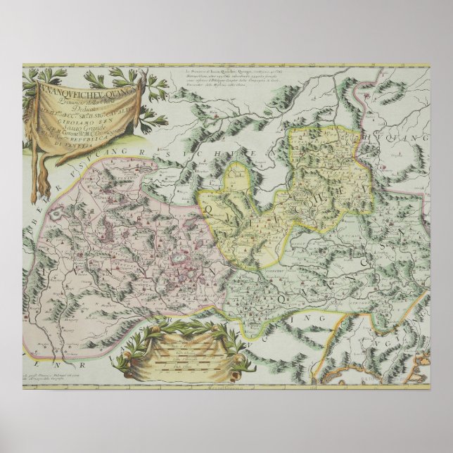 Póster Mapa de provincias de China (Frente)