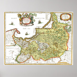 Póster Mapa de Prusia Oriental