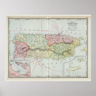 Póster Mapa de Puerto Rico, por F. Cram (1901)