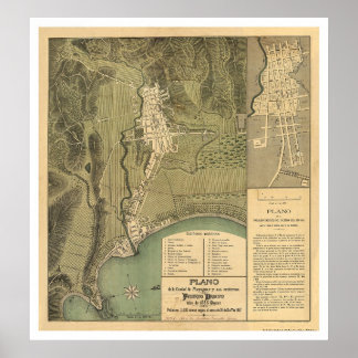 Póster Mapa de Puerto Rico por Federico Drouyn 1888