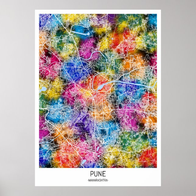 Póster Mapa de Pune Maharashtra (Frente)