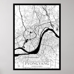 Póster Mapa de Pyongyang Corea del Norte