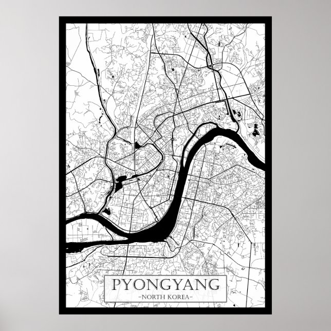Póster Mapa de Pyongyang Corea del Norte (Frente)
