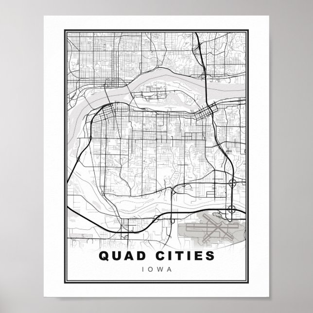 Póster Mapa de Quad Cities (Frente)