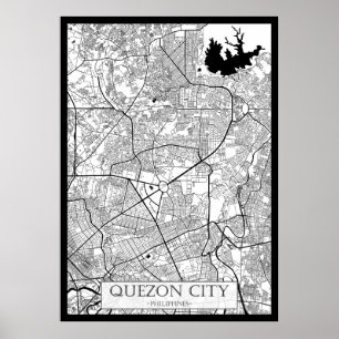 Póster Mapa de Quezon City Filipinas
