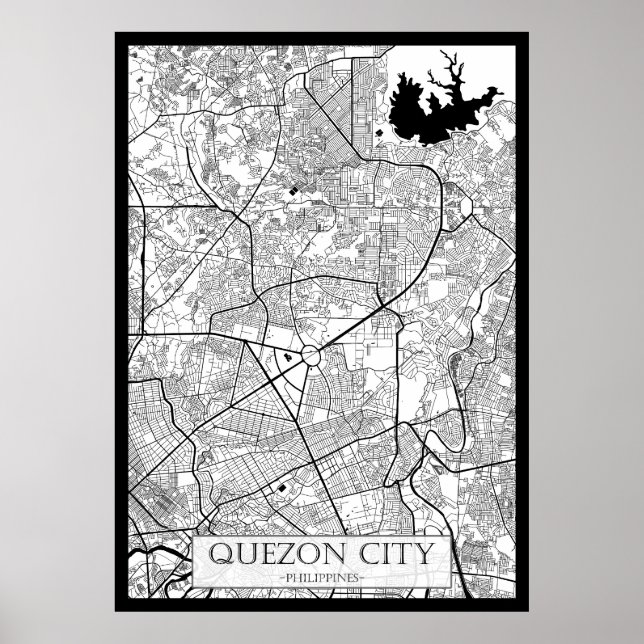 Póster Mapa de Quezon City Filipinas (Frente)