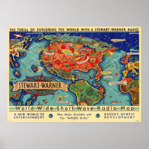 Póster Mapa de radio de onda corta