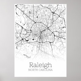 Póster Mapa de Raleigh - Carolina del Norte - Poster del 