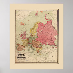 Póster Mapa de Rand McNally de Europa (1894)