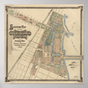 Póster Mapa de recuerdo de la Feria Mundial de Vintage en