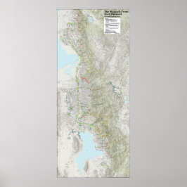 Póster Mapa de red de la ruta delantera Wasatch