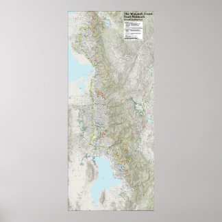 Póster Mapa de red de la ruta delantera Wasatch