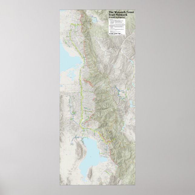 Póster Mapa de red de la ruta delantera Wasatch (Frente)