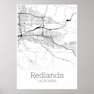 Póster Mapa de Redlands - California - Poster de mapas de