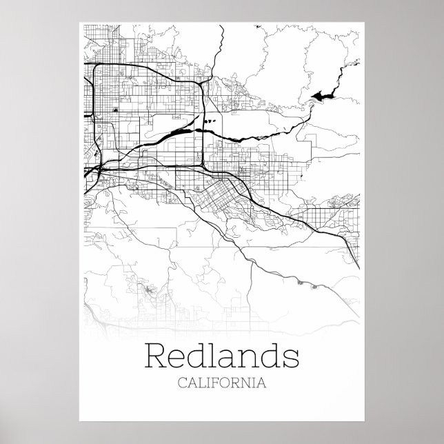 Póster Mapa de Redlands - California - Poster de mapas de (Frente)