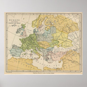 Póster Mapa de réplicas de la Europa de antes de la Prime