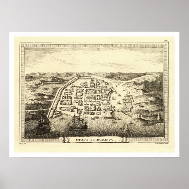 Póster Mapa de República Dominicana por C.F. Fritzsch 175 (Frente)