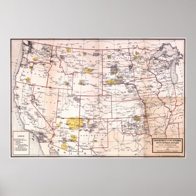 PÓSTER MAPA DE RESERVAS DE LA INDIA DE 1923 (Frente)