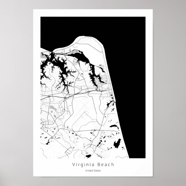 Póster Mapa de resumen simple de Virginia Beach Modern Mi (Frente)